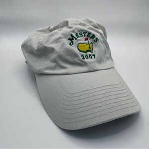 Vintage 2007 Masters Hat Beige Green Gold Logo adjustable bill hat cap